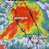 Radar showing intense storms over Tampa Bay